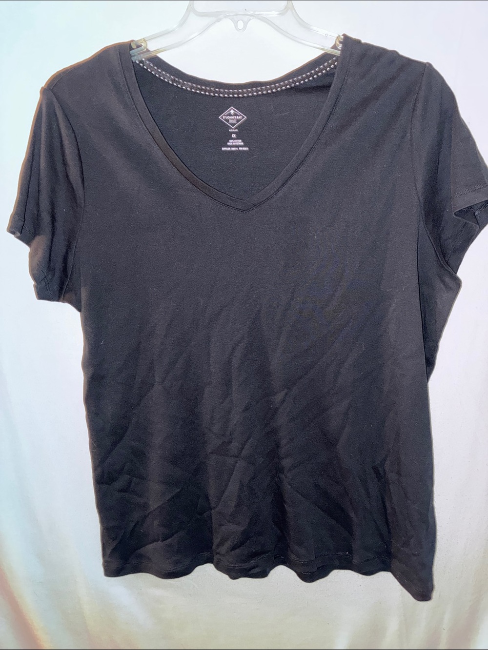 St. John's Bay Black V-Neck Short Sleeve Tee - Classic Fit
